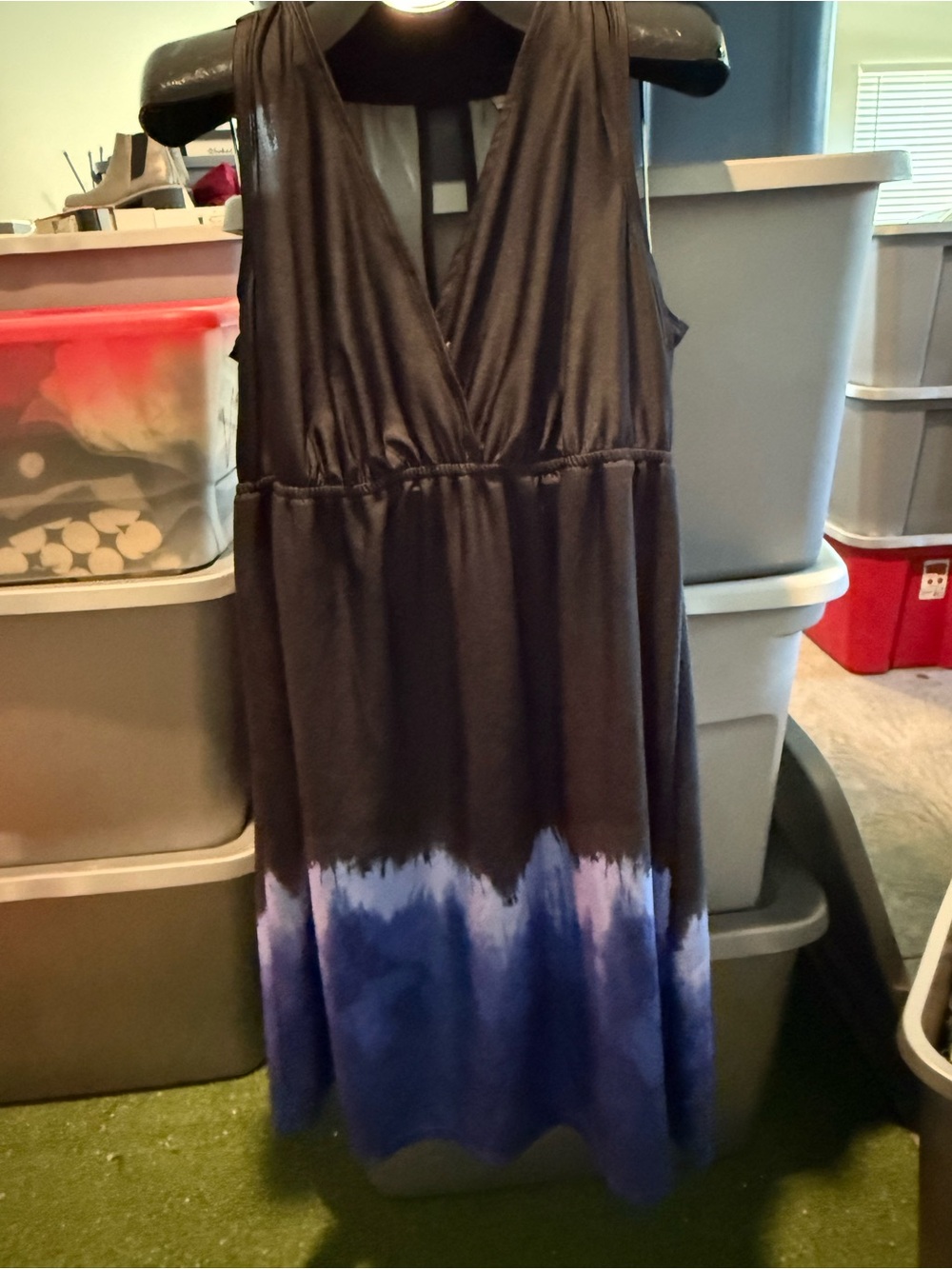 Sleeveless V-Neck Black to Blue Ombre Dress p61